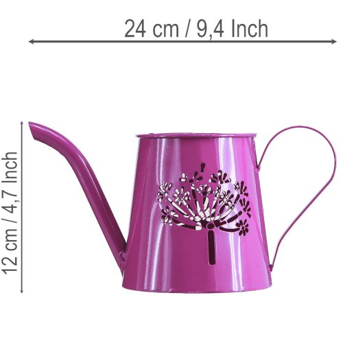 Deko-Gießkanne Metall Lila mit Pusteblumen-Motiv H12cm 2 Stück | Floristik24.at