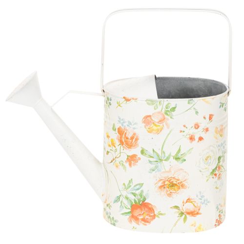 Gießkanne aus Metall mit Rosenmotiv, H 31,5 cm, Weiß/Bunt, Dekoration für Garten und Balkon | Floristik24.at