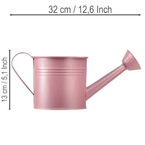 Deko-Gießkanne aus Metall Ø13,5cm Höhe 12,5cm Rosa Übertopf | Floristik24.at
