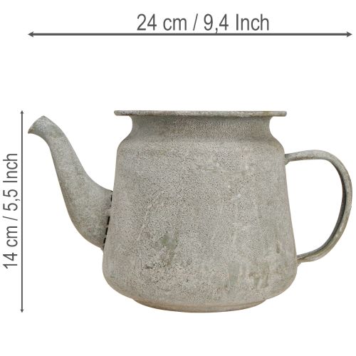 Deko-Teekanne Metall Grau 24×14×14 cm Vintage Retro Shabby Stil | Floristik24.at