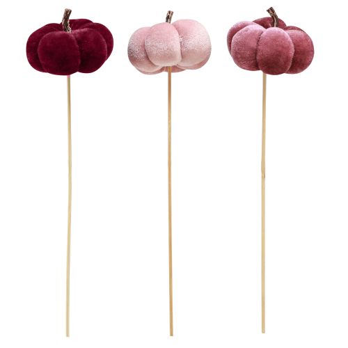 Artikel Deko Kürbis aus Stoff Kürbis am Stab Burgund Rosa Ø7cm 9St