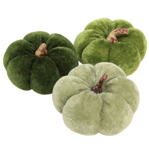 Floristik24 Deko Kürbisse aus Stoff Samtig Grün Ø7cm H4,5cm 9 St