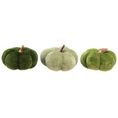 Floristik24 Deko Kürbisse aus Stoff Samtig Grün Ø7cm H4,5cm 9 St