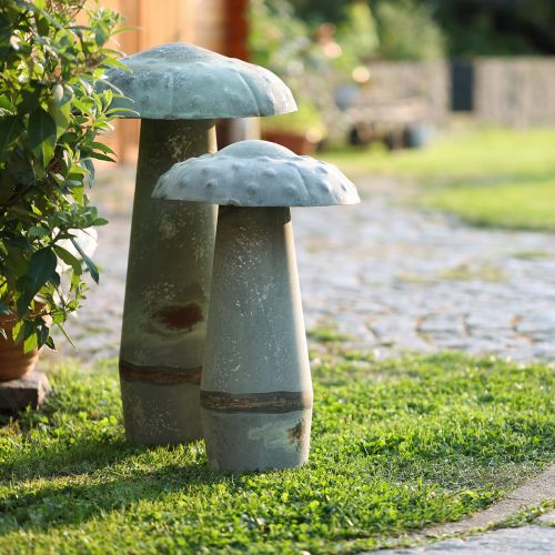 Floristik24 Deko Pilz Metall Herbstdeko Rost Grün Vintage 36cmx62cm