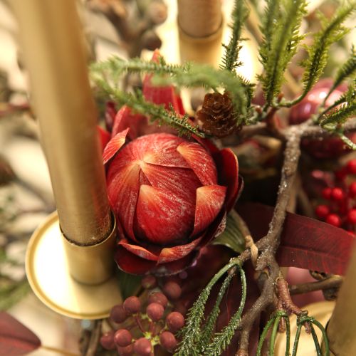 Artikel Künstliche Protea mit rotorangen Blüten für exotische Dekoration 3St