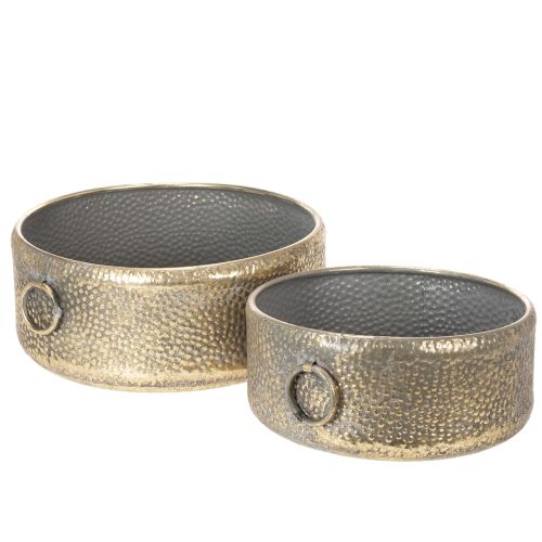 Floristik24 Deko-Schale Antik Look Metall Übertopf Golden Ø37/31cm 2er-Set