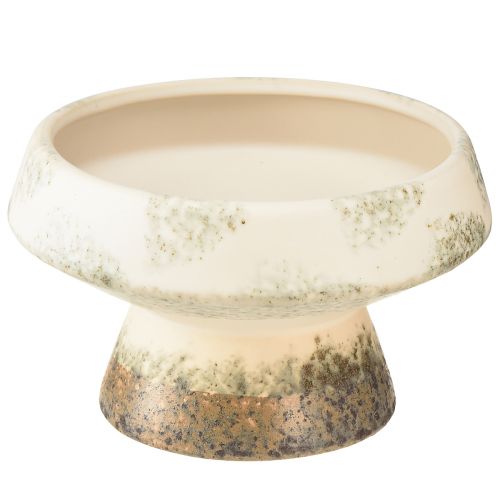 Artikel Deko Schale Keramik mit Sockel Creme Graugrün Ø17cm 10cm