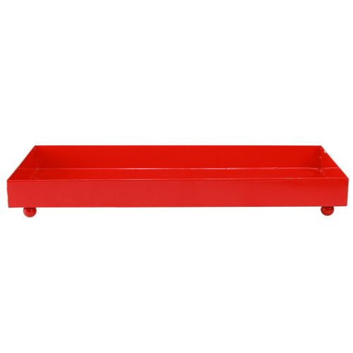 Artikel Deko Tablett rechteckig Rot Metalltablett mit Füßen 30×15cm