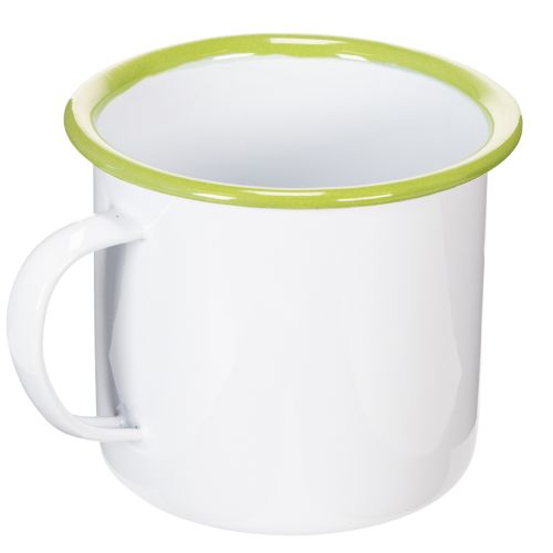 Deko Pflanztopf Tasse Metall emailliert Ø11,5cm H10cm Weiß mit Blumendesign | Floristik24.at