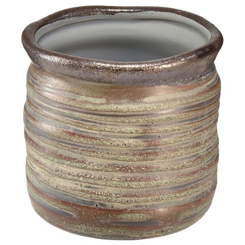 Artikel Deko Übertopf Keramik Metallic Braun Grau 10,5×10cm 2St