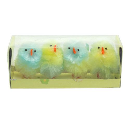 Floristik24 Chenilleküken Gelb, Blau 5cm 4St