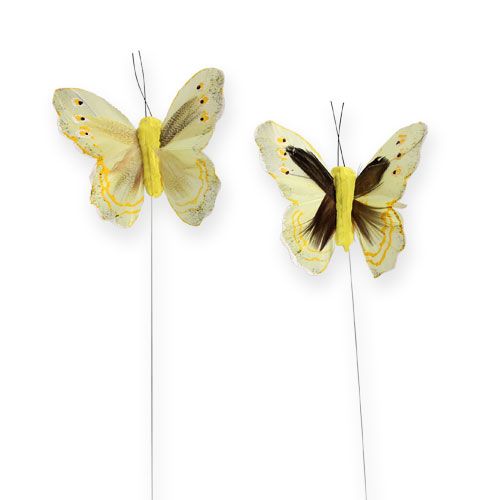 Artikel Deko-Schmetterling am Draht Gelb 8cm 12St
