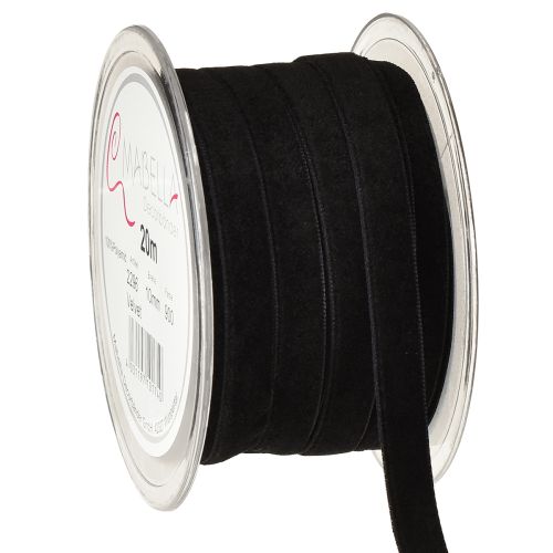 Dekobänder Velvet Schwarz 10mm 20m