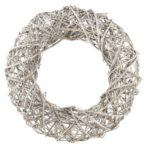 Floristik24 Dekokranz Holz Deko Rattan Natur Weiß Ø40cm H9,5cm