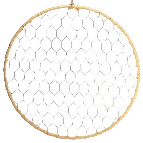 Dekoring Metall Hängedeko Raffia Silber Natur Ø38cm 4 St