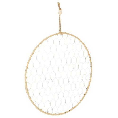 Dekoring aus Metall Ø38cm mit Raffia in Silber und Natur, 4 Stück bestellen | Floristik24.at