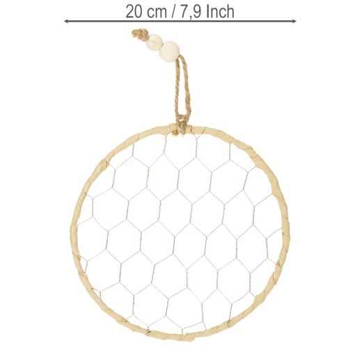 Dekoring aus Metall Ø20cm mit Raffia, 4 Stück, Natur/Silber | Floristik24.at