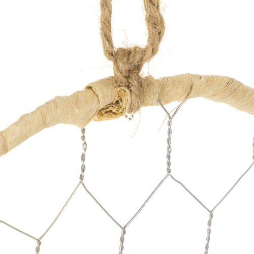 Dekoring aus Metall Ø20cm mit Raffia, 4 Stück, Natur/Silber | Floristik24.at