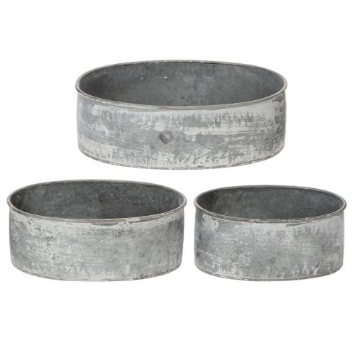 Artikel Dekoschalen Set Metall Oval Grau 22,5/19,5/16cm