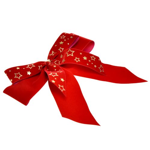 Artikel Dekoschleife 4cm breit Rote Weihnachtsschleife mit goldenen Sternen Handgefertigte Schleife 16×15cm 2St