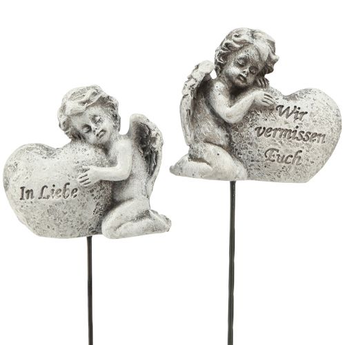 Floristik24 Dekostecker Engel mit Herz und Spruch Grabschmuck 5cm 6St