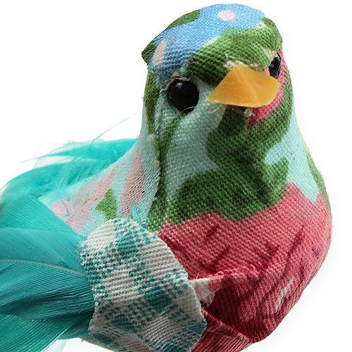 Floristik24 Deko-Vogel am Draht Turkis 13cm 2St