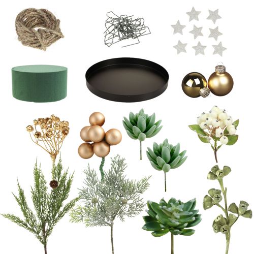 Artikel DIY Box Weihnachtsdeko mit Sukkulenten Gesteck Ø20cm