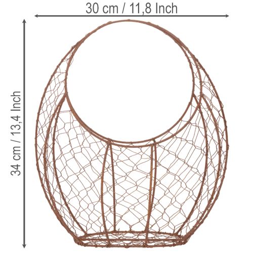 Drahtkorb aus Metall in Rostoptik, H34cm L30cm, Braun | Floristik24.at