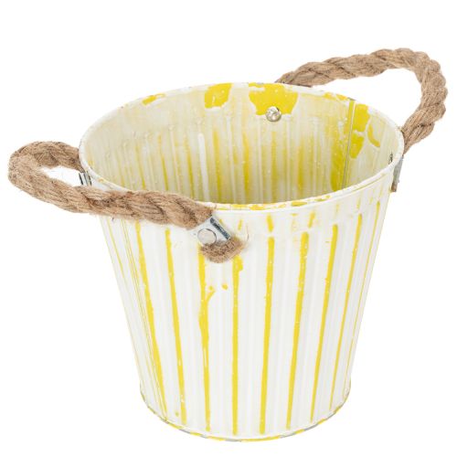 Artikel Eimer zum Bepflanzen, Übertopf mit Henkeln, Metalldeko Rosa/Grün/Gelb Shabby Chic Ø16,5cm H15cm 3er-Set