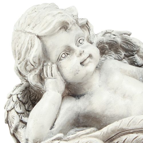 Artikel Engel liegend Dekofigur Grabschmuck Grau Polyresin 22cm