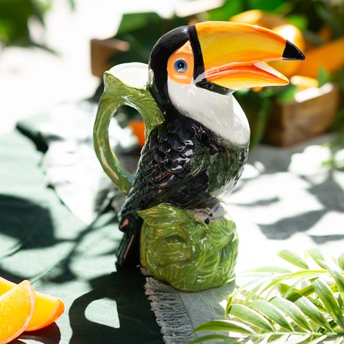 Exotische Deko Vase Tukan Keramik Figur Bunt 20×10×24cm