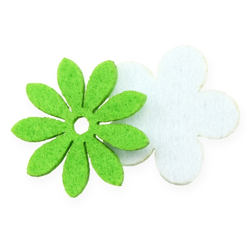 Floristik24 Filzblume zum Streuen Grün, Weiß 3,5cm 96St