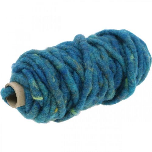 Floristik24 Filzkordel mit Draht Wollkordel Flausch Blau 20m