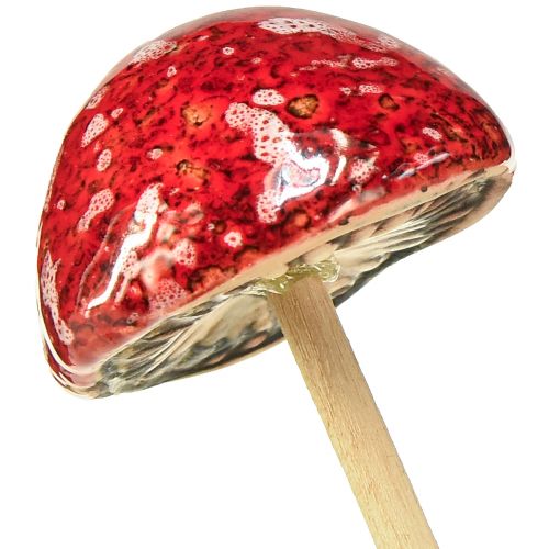 Floristik24 Fliegenpilze am Stab, Rot, 4cm, 6er Set - Dekorative Gartenpilze für Herbstdeko