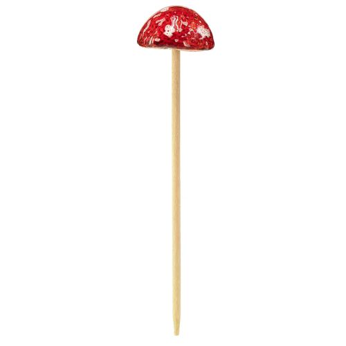 Artikel Fliegenpilze am Stab, Rot, 4cm, 6er Set - Dekorative Gartenpilze für Herbstdeko