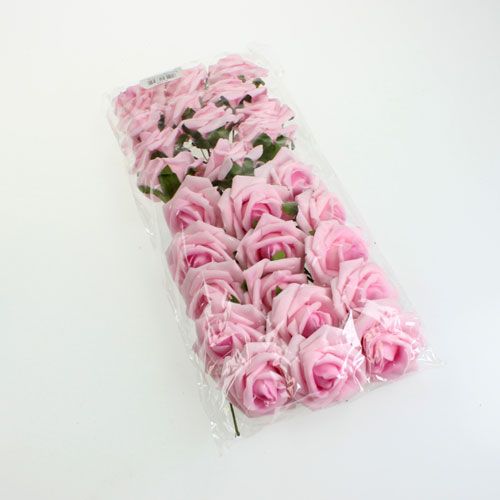 Floristik24 Foam-Rose Ø 6cm Hell-Lila 27St