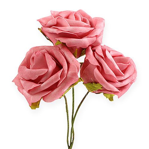 Floristik24 Foam-Rose Ø 8cm Rosa 18St