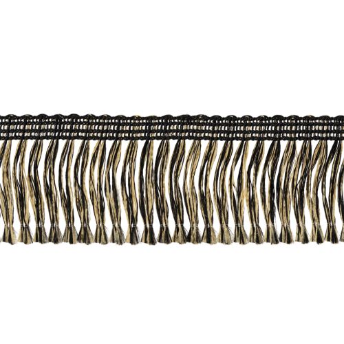 Fransenborte Schwarz Gold 4cm x 25m - Ideal für Kranzdeko, Trauerband & Vintage Accessoires | Floristik24.at