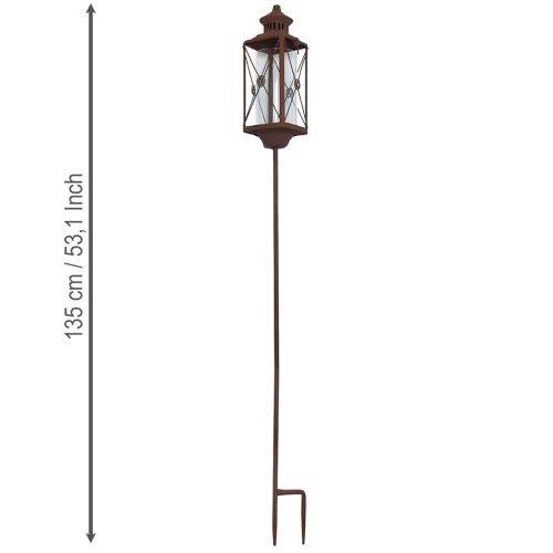 Gartenlaterne aus Metall mit Glaszylinder, Rost-Optik, 12x12x135cm, für den Außenbereich | Floristik24.at