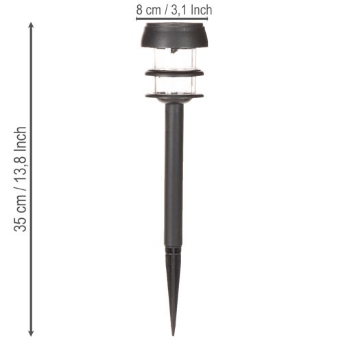 Solar-Gartenleuchten Set mit Erdspieß, 35 cm, 6 Stück, Kunststoff, Schwarz | Floristik24.at