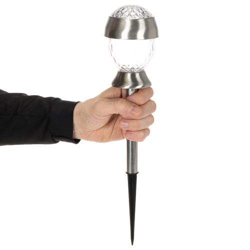Artikel Solar-Kugelleuchte mit Erdspieß 36 cm, 4er Set, silberfarben