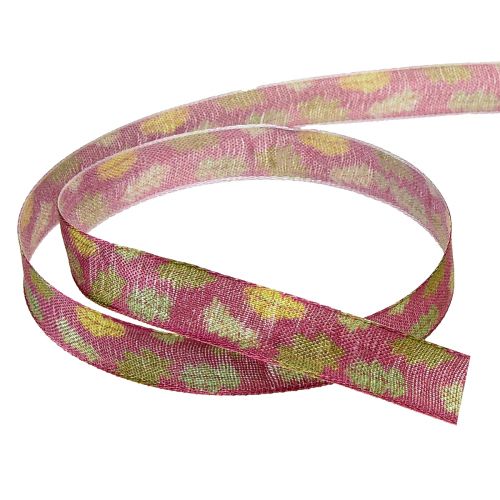 Artikel Geschenkband Herbst Stoffband mit Eichenblättern Bordeaux Grün 15mm 18m