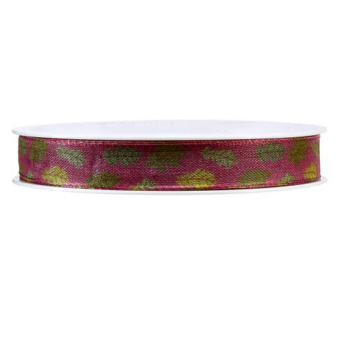 Artikel Geschenkband Herbst Stoffband mit Eichenblättern Bordeaux Grün 15mm 18m