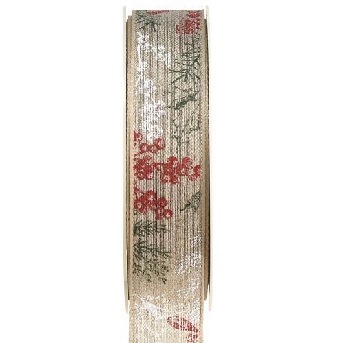 Geschenkband Weihnachten Ilex Beeren Grün Rot 25mm 15m