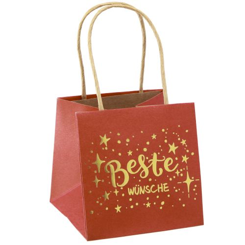 Floristik24 Geschenktüte mit Henkeln Rot Gold 10,5×10,5cm 8 St