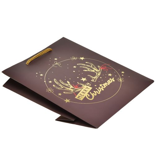 Floristik24 Geschenktüte Weihnachten Geweih Braun/Gold 18x10x23cm 2St