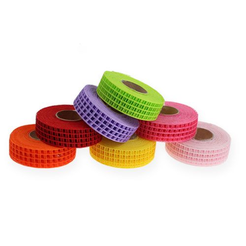 Floristik24 Gitterband 3cm x 10m bunt 7St