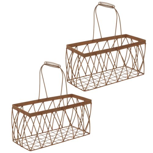 Gitterkorb Metall rechteckig Rostoptik 28x13,5x14 cm 2er-Set bestellen | Floristik24.at