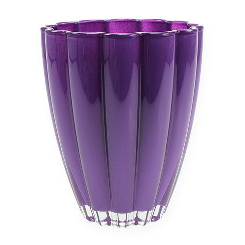 Floristik24 Glasvase „Bloom" Violett Ø14cm H17cm