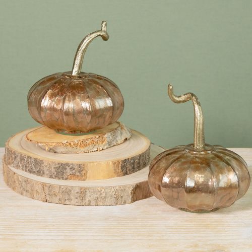 Artikel Glaskürbis Dekoration Herbst Tischdeko Set aus Glas und Metall 2 Stück